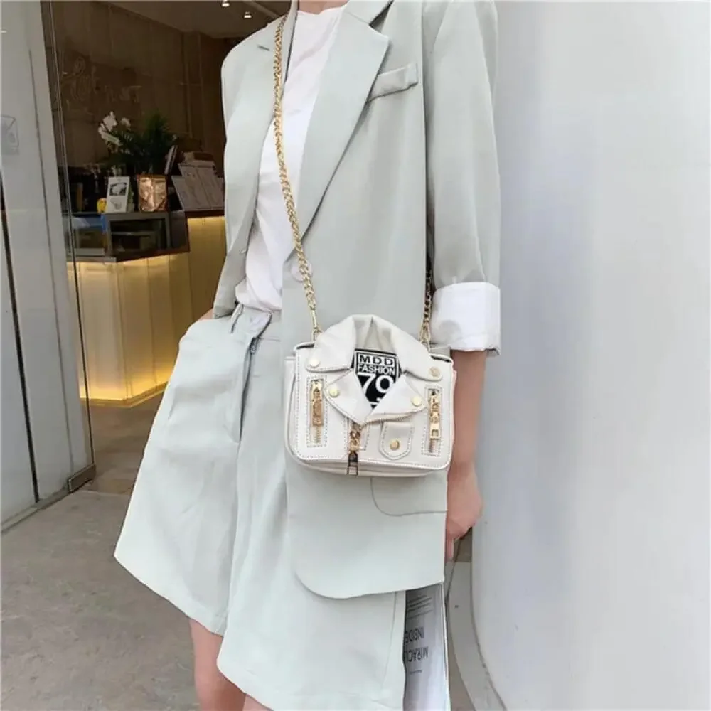 Mini Sized Jacket Shaped Handbag In White